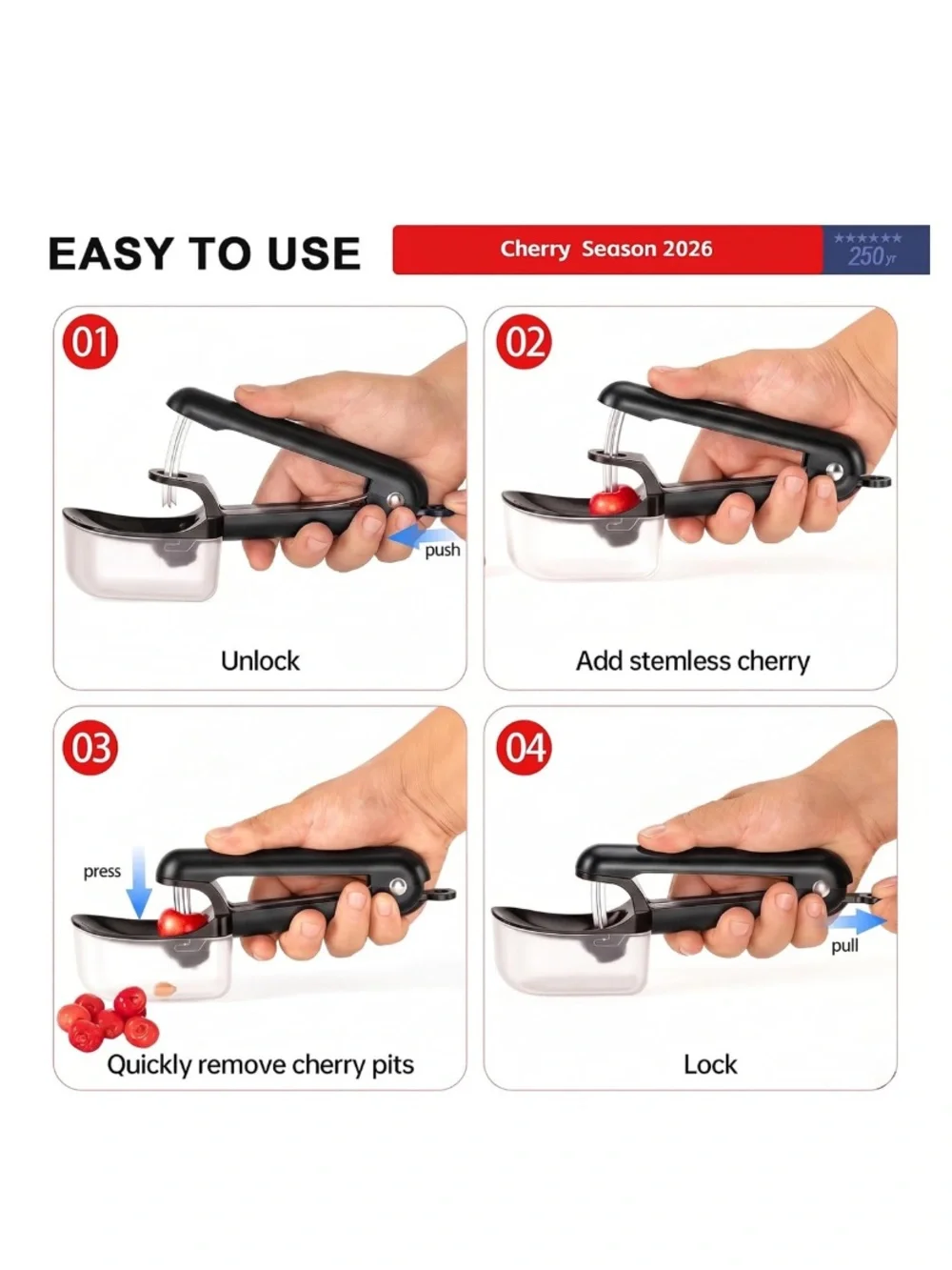 Black Cherry Pitter - Portable Kitchen Tool
